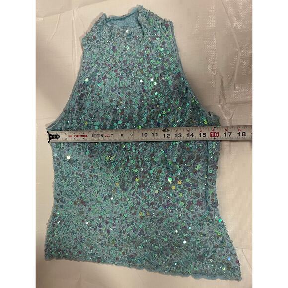 Vintage Cache Blue Sequin Beaded Tank Y2K Party Top #party #y2k #2000’s #beaded - Picture 5 of 5